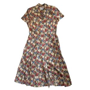 Maggy London Vintage Floral Cottagecore Button down dress, size 12/ M-L